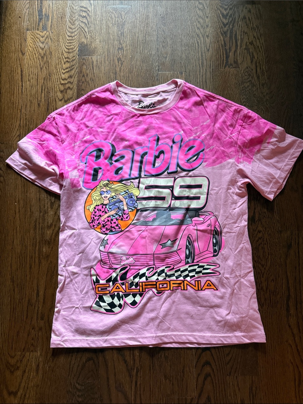 Barbie Pink Graphic Tee with Car & California Print